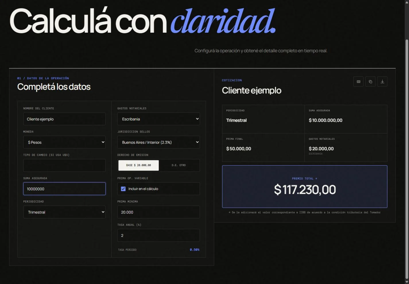 Cotización calculada en Cotizador Web