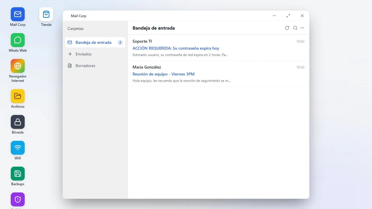 Escenario de phishing dentro de Mail Corp en Simethical