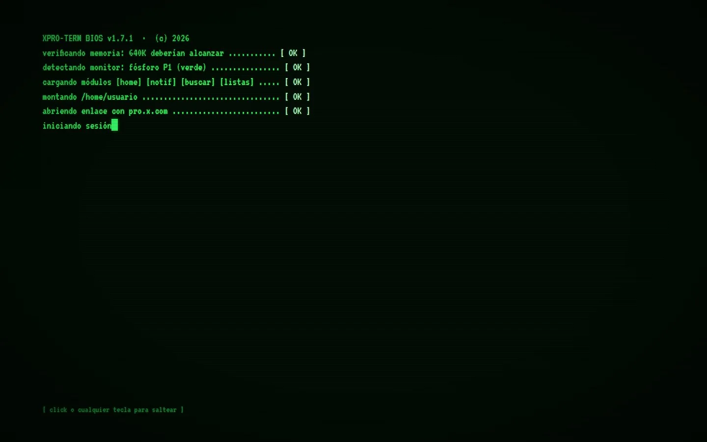 Secuencia de arranque tipo BIOS de xpro-term